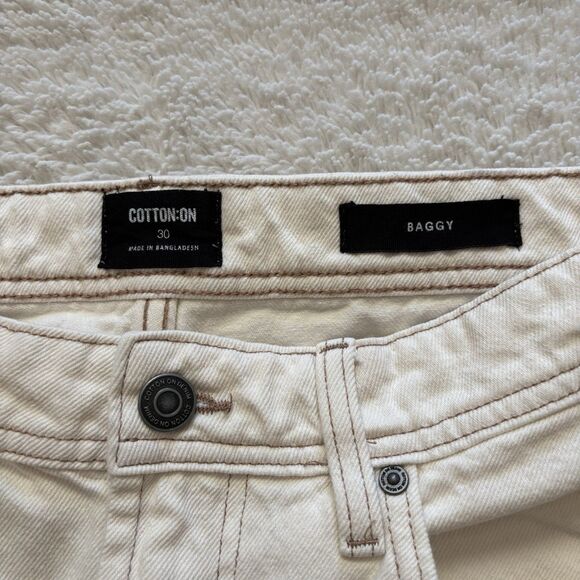 Cotton On Baggy Straight Leg Straight Fit Jeans Womens 30x28 Beige Casual - Picture 3 of 8